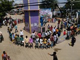 Rally on Domalapi Dandayatra  and human chain formation at the clock tower organized  by GDC, Uravakonda College on 2-10-16
